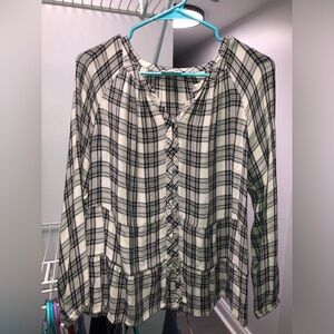 J.Jill Plaid Button Down Shirt xs petite